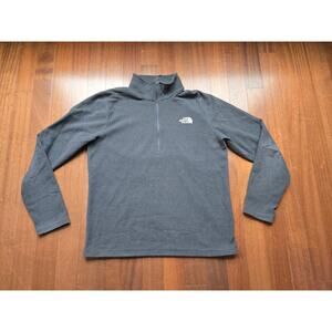 North Face Sweater Mens L Gray Quarter Zip Fleece Jacket Pullover
